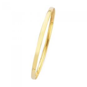 9ct+Gold+5x65mm+Solid+Comfort+Bangle