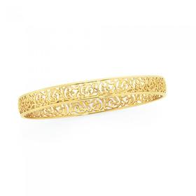 9ct-Solid-Gold-65mm-Filigree-Bangle on sale