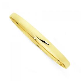 9ct+Gold+5x65mm+Solid+Oval+Comfort+Bangle