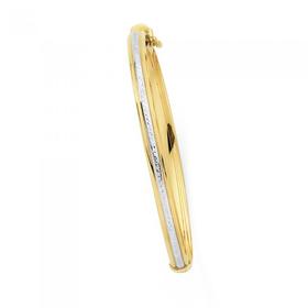 9ct-Gold-on-Silver-Two-Tone-Hinge-Bangle on sale