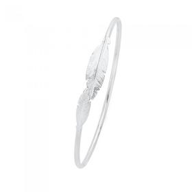Silver-Feather-Crossover-Bangle on sale
