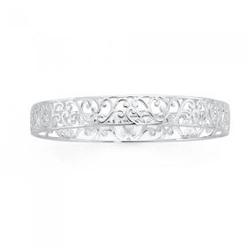 Silver-Square-Edge-Open-Fancy-Scroll-Bangle on sale