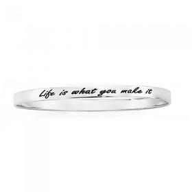 Silver-Life-Is-What-You-Make-It-Bangle on sale
