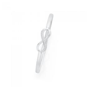 Sterling-Silver-Cubic-Zirconia-65x55mm-Infinity-Clip-Bangle on sale