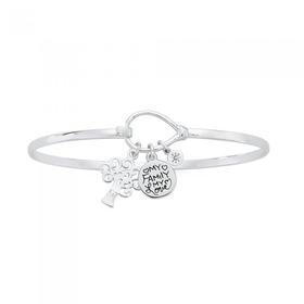 Silver-Cubic-Zirconia-My-Family-My-Love-Torque-Bangle on sale