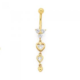 9ct-Gold-Cubic-Zirconia-Heart-Drop-Bananabel on sale
