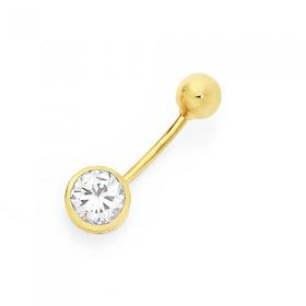 9ct-Gold-6mm-CZ-Belly-Bar on sale