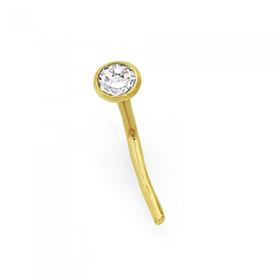 9ct+Gold+CZ+Bezel+Nose+Stud