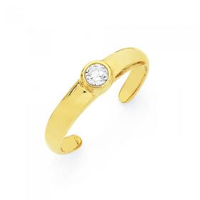 9ct+Gold+CZ+Toe+Ring