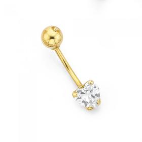 9ct-Gold-Heart-CZ-Belly-Bar on sale