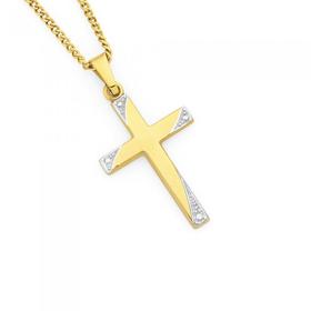 9ct+Two+Tone+21mm+Cross+Pendant