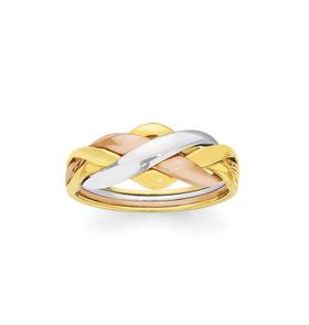 9ct-Gold-Tri-Tone-Puzzle-Ring on sale