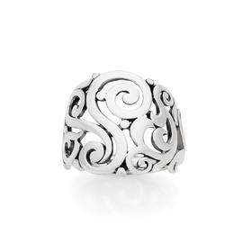 Silver+Large+Swirl+Ring