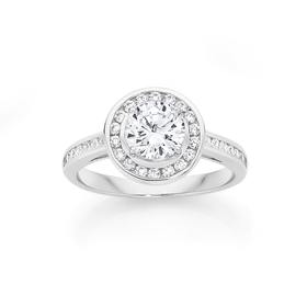 Silver-CZ-Bezel-Cluster-Ring on sale