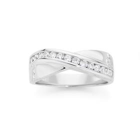 Silver-CZ-Crossover-Ring on sale