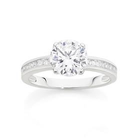 Silver-Round-CZ-with-Channel-Set-Sides-Dress-Ring on sale