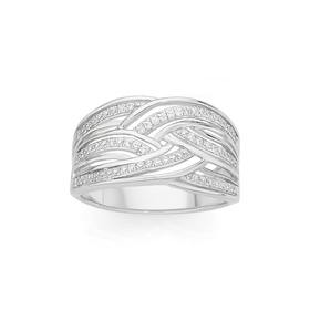 Silver+CZ+Multi-Weave+Ring