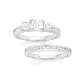 Silver+CZ+Bridal+Set+Ring