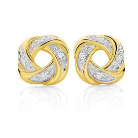 9ct+Gold+Diamond+Knot+Studs