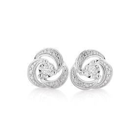 9ct-White-Gold-Diamond-Knot-Studs on sale
