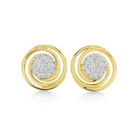 9ct+Gold+Diamond+Studs