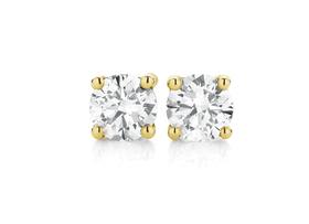 9ct+Gold+Diamond+Stud+Earrings