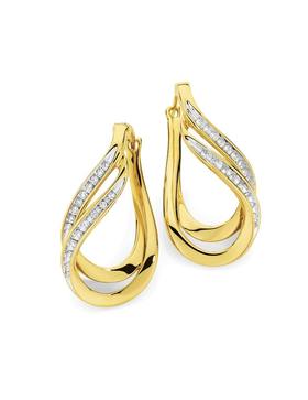 9ct+Gold+Diamond+Hoop+Earrings