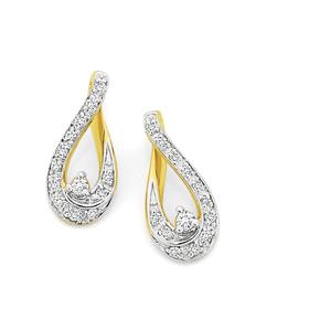 9ct+Gold+Diamond+Pendant+%26amp%3B+Earrings+Set