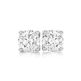 18ct+White+Gold+Diamond+Round+Brilliant+Stud+Earrings