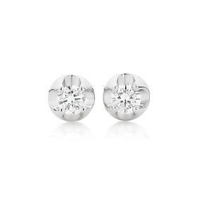 9ct+White+Gold+Diamond+Stud+Earrings