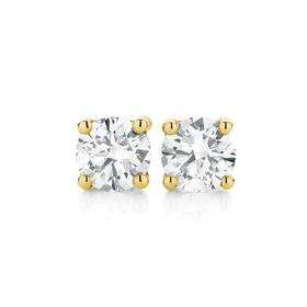 9ct+Gold+Diamond+Round+Brilliant+Cut+Stud+Earrings