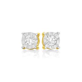 9ct-Yellow-Gold-Diamond-Round-Brilliant-Cut-Miracle-Plate-Stud-Earrings on sale