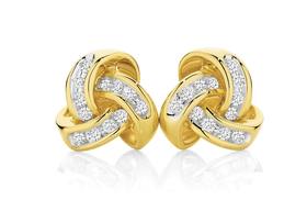 9ct-Gold-Diamond-Knot-Stud-Earrings on sale