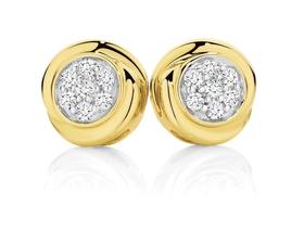 9ct+Gold+Diamond+Cluster+Stud+Earrings