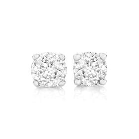 9ct+White+Gold+Diamond+Stud+Earrings