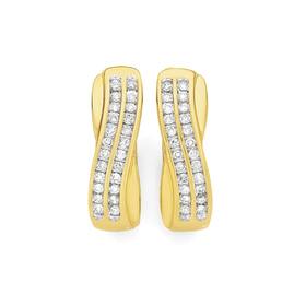 9ct-Gold-Diamond-Double-Row-Crossover-Huggie-Earrings on sale