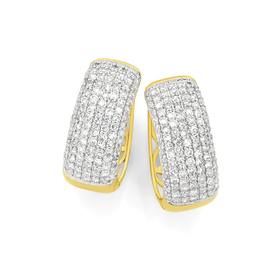 9ct+Gold+Diamond+Pave+Huggie+Earrings