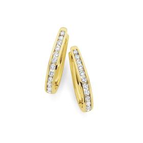 9ct+Gold+Diamond+Huggie+Earrings