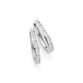 9ct-White-Gold-Diamond-Hoop-Earrings on sale