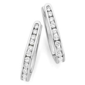 9ct-White-Gold-Diamond-Hoop-Earrings on sale