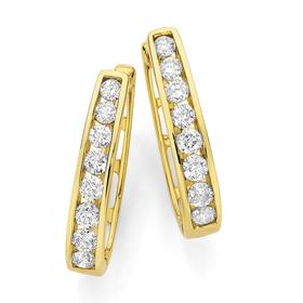 9ct+Gold+Diamond+Huggie+Earrings