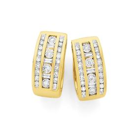 9ct+Gold+Diamond+Huggie+Earrings