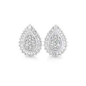 9ct-White-Gold-Diamond-Pear-Shape-Stud-Earrings on sale