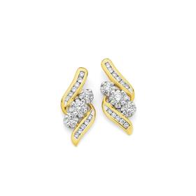 9ct+Gold+Diamond+Earrings