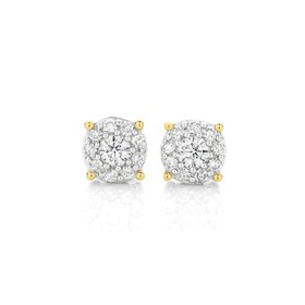 9ct+Gold+Diamond+Studs