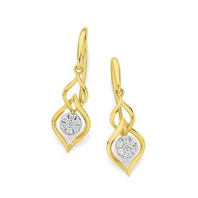 9ct-Gold-Diamond-Double-Kite-Hook-Earrings on sale