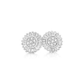 9ct-White-Gold-Diamond-Cluster-Stud-Earrings on sale