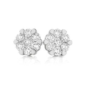 9ct+Gold+Diamond+Cluster+Stud+Earrings