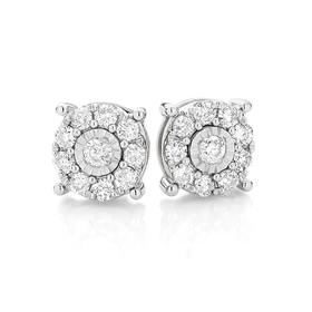 9ct+White+Gold+Diamond+Stud+Earrings