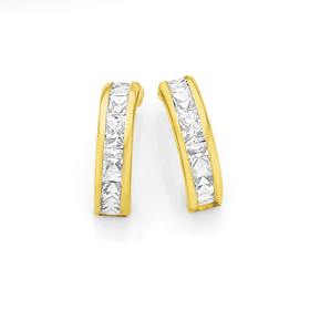 9ct-Gold-CZ-Half-Hoop-Stud-Earrings on sale